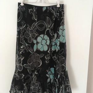 Black/mint skirt with flounce hem